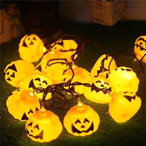 JOJOO Solar Powered 3D Pumpkin Shaped String Lights 3.5M/ 11.5ft 10LED Warm White Halloween String Lights for Home Window Outdoor Garden Fence Patio Decor, LT020