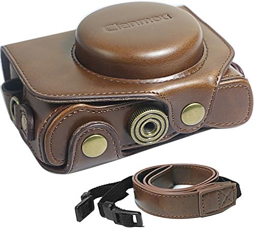 Clanmou Camera Leather Case Protective Bag Cover for Canon PowerShot G7X Digital Camera with Shoulder Strap Camera Waterproof Cloth Bag Coffe