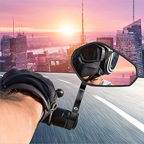 Lenkerendenspiegel Motorrad Spiegel Seitenspiegel E-Prüfzeichen Rückspiegel Lenkerspiegel universal für ATV MT 07 MT 09 S1000 FZ8 G310R R1200 GSXR 690 Z750 Z1000 LTZ400, 2 Stücke, Schwarz - 2