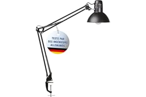 MAUL lampe de bureau MAULstudy en métal | Lampe LED professionnelle | Lampe pince flexible pour le bureau et l'atelier | Haute qualité d'éclairage à LED | Lampe bureau sans ampoule | Noir