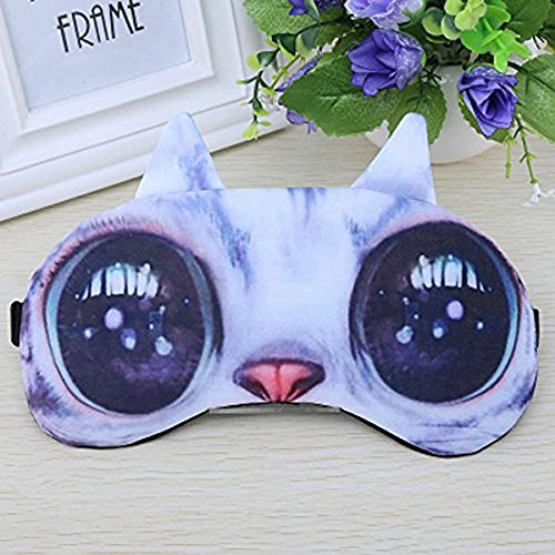Teenxful Cute Soft 3D Cat Cartoon Sleep Eye Mask Patch with Hot/Cool Reuseable Ice Bag For Travel and Rest, C