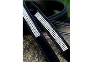 Tysons Breeches Glitzer Steigbügelriemen Leder Braun o Schwarz 145 155 cm Bling - Art Strass Bügelriemen (155 cm, Schwarz)