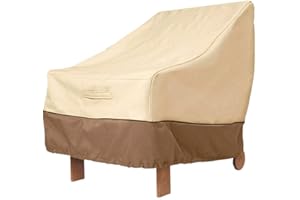 BAVERTA Outdoor High Back Patio Chair Cover Waterproof 210D Oxford Fabric Heavy Duty Garden Rocking Chair Seat Cover Veranda Reclining Armchair Furniture Lounge Deep Seat Chair Protector Beige (89x79x97cm)