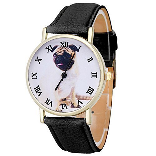 Souarts Damen Schwarz Hund Armbanduhr Quartz Analog Armreif Uhr mit Batterie Souarts Damen Schwarz Hund Armbanduhr Quartz Analog Armreif Uhr mit Batterie