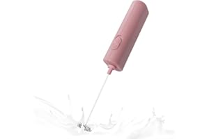 ELMWAY Compact Handheld Milk Frother by ELMWAY – Battery Operated Electric Whisk & Mixer for Coffee, Latte & Matcha, Portable and Easy to Use (2 × AA Batteries Required) – Pink