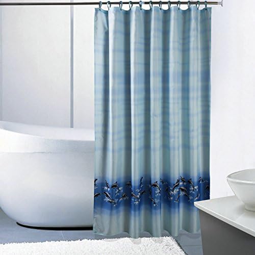 Dolphin Shower Curtain Blue Decor - Dolphins Pattern Sea Animals Theme Simple Decorating Fun Art Print, Bathroom Accessories