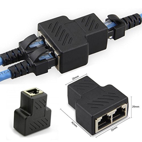 Bescita 1 bis 2 LAN Ethernet Netzwerk RJ45 Splitter Extender Stecker Adapter Connector