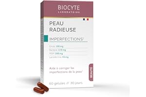 BIOCYTE Peau Radieuse - Complément Alimentaire Corrige les Imperfections, Souplesse de la Peau - Ortie, Bardane, MSM, Lactoferrine - 60 gélules - Programme de 30 Jours