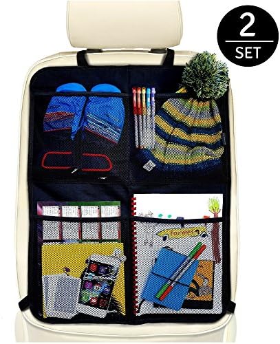 Syste Moto Car Seat Back Organiser with 4 Pockets – Car Seat Protector for Backrest – Car Accessories Bag Children with Tread Protection
