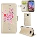 Produktbild Hülle Galaxy S6 Edge Flamingo Glitzer, Misteem Elegant Luxus Motiv Cartoon Anime Flip Klapphülle für Samsung Galaxy S6 Edge - Gold