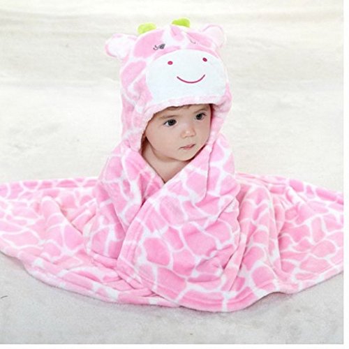 DINGANG Baby Kleinkinder Kids Badetuch mit Kapuze Duschtuch Badeponcho Sternbild Motiv (Giraffe) - 5