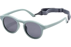 DOINEUFL Lunettes de soleil polarisées pour bébé et enfant de 6 mois à 3 ans, avec protection UV400, cadre en silicone souple, flexible et incassable, pour tout-petits, garçons et filles, vert