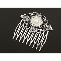 Braut Haarkamm, Hochzeit Haarschmuck, silber weiß