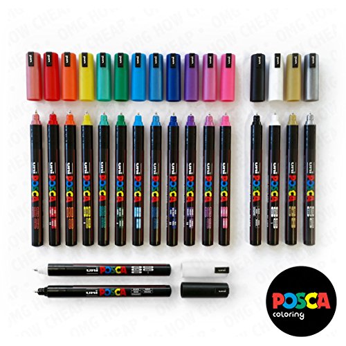 Posca PC-1MR 18 Pen-Set - In Limitierter Auflage Kunststoff-Box - Extra Schwarz und Weiß