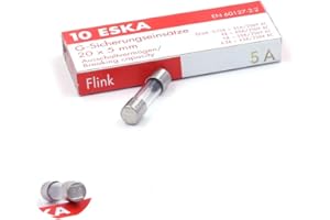 ESKA 10x Fusible rapide (F) en verre 5A / 250VAC 5x20mm