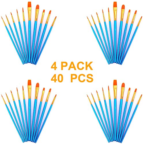 AOOK - Set di 10 pennelli professionali per pittura ad acquerello, olio e acrilico 4-Pack