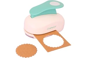 Craftelier - 3” (7.62 cm) Diameter Scalloped Circle Punch with Lever Press | Suitable for Paper and Cardstock | Ideal for Craft and Scrapbooking Projects | Size Approx. 16.5 x 10.5 x 11 cm