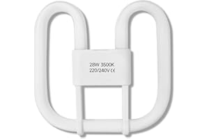 hautllaif GR10Q 4-PIN 28W Ceiling Light Bulb,Bathroom Light Bulb,Warm White 3500K,Non-Dimmable Fluorescent Tube,Large 20x20cm Size,Ideal for Recessed Indoor Stair Corridors,CFL Spotlight Fixture