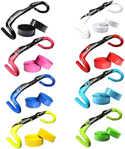 TOOK 9 Color Full Carbon Fiber Aero Drop Handlebar With Color Tape For Racing Road Bike (Pink, 400mm)