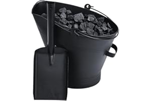 ELEX Fireplace Waterloo Style Black Coal Scuttle Bucket Hod with Metal Shovel (Waterloo Style Coal Bucket & Shovel)