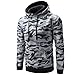Produktbild Männer Herbst Sweatshirt,Moonuy Männer Herbst Winter Langarm Camouflage Mit Kapuze Camouflage Sweatshirt Standard Tops Baumwolle Charme Schlank Bluse (Grau, XL)