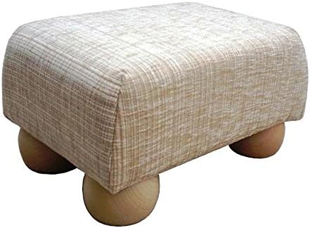 Small Luxury Fabric Footstool with Natural Wood Feet