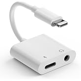 Obcxin Lightning to 3.5 Jack with Charging Port [MFi Certified] Headphone Adapter for iPhone 2 in 1 HiFi Adapter, Headphones