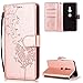 Produktbild FNBK Sony Xperia XZ2 Hülle Leder Rosegold Löwenzahn Blumen Handyhülle Leder Flip Wallet Cover Tasche Stand Case Card Slot Magnetverschluß Kratzfestes Schutzhülle