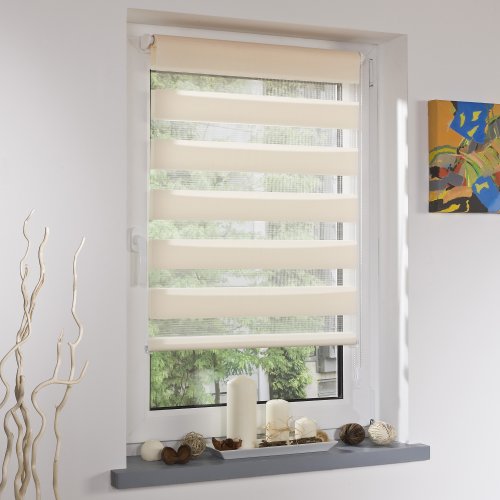 GARDUNA Doppelrollo Klemmfix ohne Bohren – 60 x 150 cm Apricot – Duo-Fenster-Rollo mit Klemmträger - 2