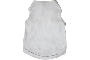 Petitebelle Welpen-Kleidung, Hunde-Kleid, Uni, weiß, ärmellos, Baumwolle, T-Shirt