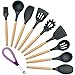 Produktbild Homson Küchenutensilien aus Silikon-Sets, 10 Premium Kochen Tools mit Hartholz Griff – hitzebeständig, nicht-Stick, nicht giftig, leicht zu reinigen (schwarz)