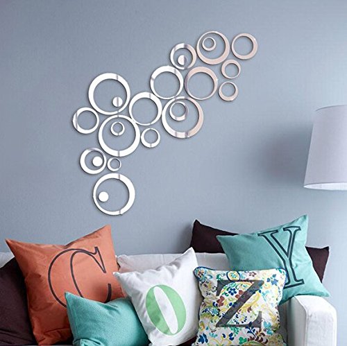 Wandtatto Spiegel Aufleber Wandaufkleber 3D Acryl Spiegel Rund Wandsticker Pusheng
