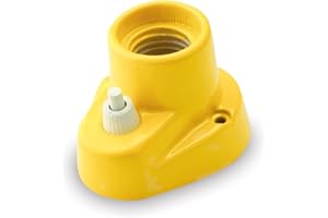 AMARCORDS - Plafoniera in porcellana con pulsante attacco e27 base applique con interruttore portalampade vintage colore GIALLO