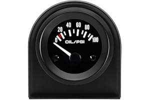 LKRXW Medidor de Presión de Aceite para Coche 52mm Indicador Aceite Presión Auto 12V Blanco Luz Puntero Manómetro Press Automóvil Calibre Instrumento Aguja 0 a 100 Psi