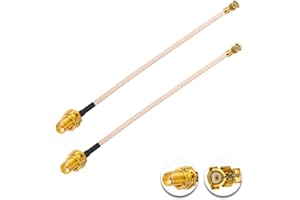 Vecys 2 Piezas U.F.L1 a SMA Hembra Cable Coaxial de Baja Pérdida 2" /5CM U.F.L1 RG178 RF Cable Coaxial Pigtail para Routers Inalámbricos Mini PCIE Tarjetas de Red PCI Wi-Fi WAN Repetidor
