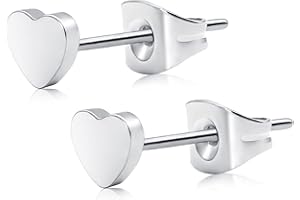 ARTSKIN Orecchini a cuore Orecchini piatti in titanio senza nichel ipoallergenici Orecchio sensibile Orecchino a forma di cuore per donne ragazze adolescenti Nero/Argento/Oro/Rosa