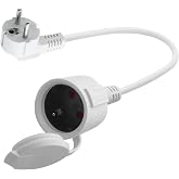 LANMINGLEL Schuko Short White Extension Cable Outdoor Electric Extension Cable with Schuko Plug, White Schuko Extension Cable
