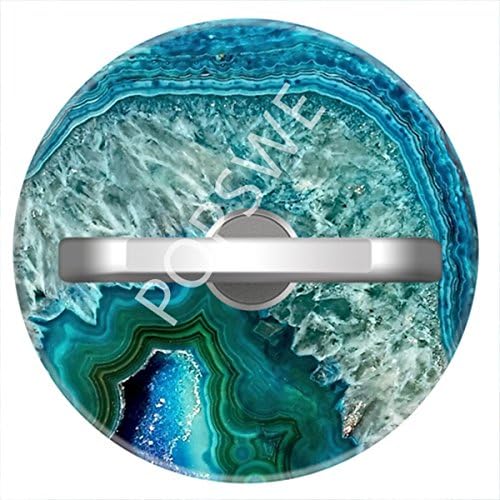 POPSWE Phone ring stand holder Metal Finger Grip Stand (r1032), Car Mount 360 Degree Rotation Phone Ring Grip for iphone phone ring stent Aqua Turquoise Agate Mineral Gem Stone