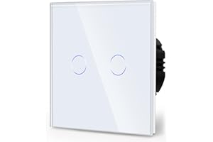 BSEED Panneau tactile Wall Light Switch Glass Screwless Europe Standard 2 Gang 2 Way Whtie