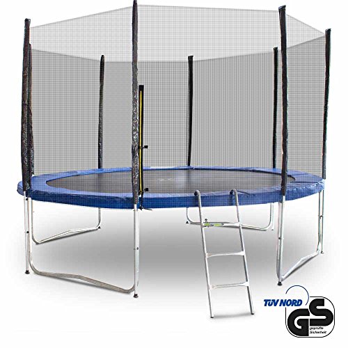 Gartentrampoline Trampoline Outdoor-Trampoline Fitness-Trampoline 370cm , inkl. Randabdeckung , Sicherheitsnetz und Leiter