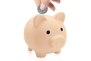 Coco Berming Hucha Cerdito, Pig Hucha de PláStico Suave para Decoración del Hogar, como Regalo para Cumpleaños, Fiestas (Beige)