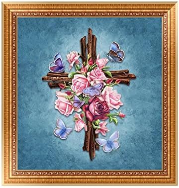 Fueerton DIY 5D Religious Cross Embroidery Diamond Painting Cross Stitch Home Decor (30*40cm)