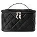 Discoball Lady Women Large Capacity Cosmetic Makeup Toiletry Travel Wash Bag Holder Mirror Case Organizer( Black grid pattern design)