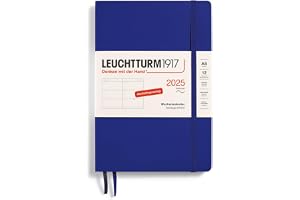 LEUCHTTURM1917 370570 Veckokalender 2025, medium A5 softcover – 12-månaders planerare, 80 g, linjerad – bläck