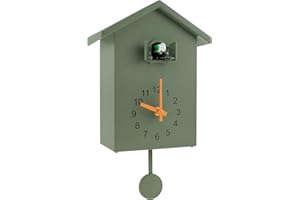 KTCINA Orologio a cucù moderno,orologio a cucù appeso orologio da parete a cucù con pendolo delicato e suono di canti di uccelli,orologio a cucù a batteria,decorazione alla moda,per soggiorno