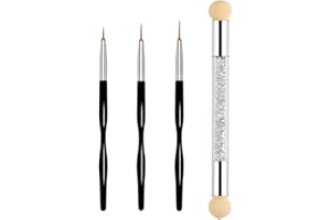 Yoezuo 3*Pinceaux à Ongles, 1*Nail Art Brosse Éponge, Pinceau Ongle Nail Art, Nail Art Design Pinceaux Pinceaux à Ongles pour DIY Nail Art Designs