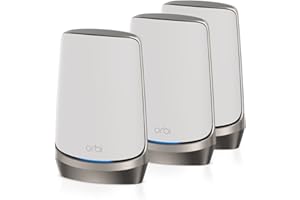 NETGEAR Orbi WiFi 6E Mesh Quad-Band (RBKE963) - Routeur WiFi 6E et 2 Satellites - Couverture de 800m² - AX11000, jusqu'à 10.8 Gbit/s - Traverse les Murs très épais, Compatible toutes Box
