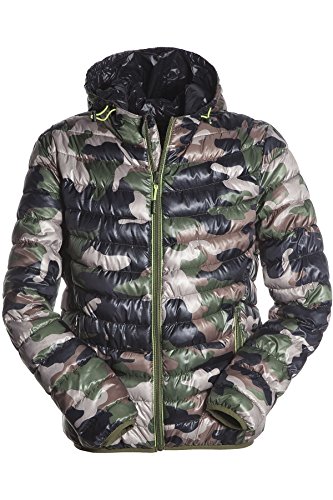 Herren bergangsjacke Steppjacke 4 Seasons warm gefttert mit Kapuze, Gre:L, Farbe:Camouflage
