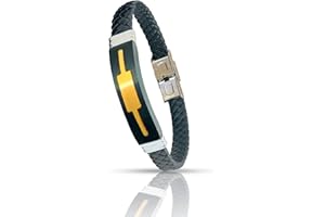 Only faith Pulsera de Cuero para Hombre ajustable acero inoxidable Brazalete regalo para hombre