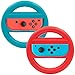 Produktbild AVIDET (2 Stücke) Nintendo Switch Grip Lenkrad Aufsatz Pads Controller Grips für Joy Con (Neon Blau + Neon Rot)
